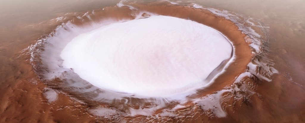 Science Tips  Tips  Tricks   Technology Gorgeous New Footage Lets You Fly Over a Vast, Ice-Filled Crater on Mars